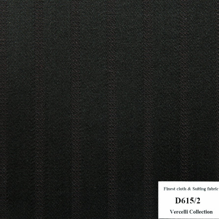 D615/2 Vercelli CVM - Vải Suit 95% Wool - Đen Sọc